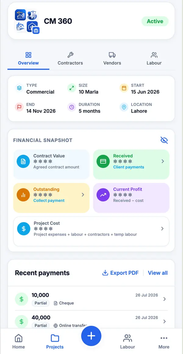 CM360 mobile project overview bringing records into one place